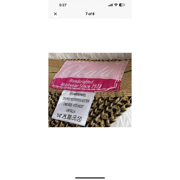 Scala Collezione Womens Straw Sun Visor Adjustable Hook/Loop Back Tan Black OSFM - Picture 6 of 7